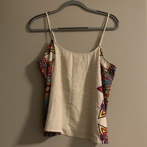 Tank Top, creme with flowers on the side, size L